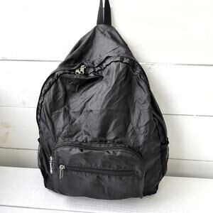 Cloudz Black Zip Up Adjustable Packable Travel Backpack, 3 Compartments